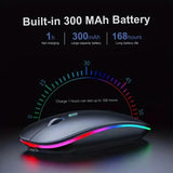 Souris de jeu sans fil, rétroéclairée, compatible USB, rechargeable, RVB, silencieuse, ergonomique, pour ordinateur portable et PC