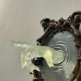 Decoración de pared de mano del diablo de resina para Halloween, fantasma gótico en el espejo, artesanías luminosas, accesorios espeluznantes, marco de fotos para el hogar, decoración