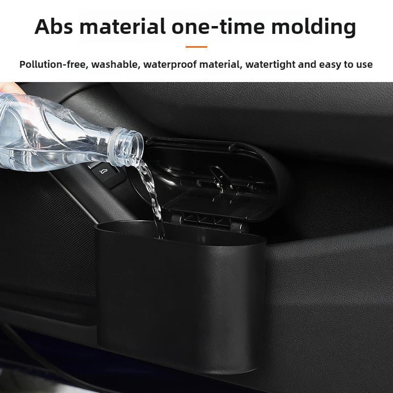 Car Trash Can Door Side Hanging Storage Bucket Lid Mini Box Bin Auto Dust Interior Rubbish Bag Garbage Accessories Push Dustbin
