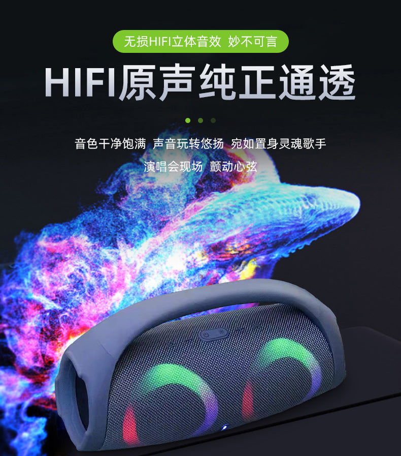 High power bluetooth speaker portable RGB colorful light waterproof wireless subwoofer 360 stereo surround TWS FM boombox