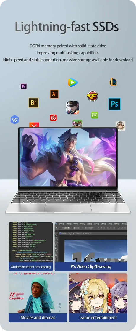 2025 Original Laptop 14.1 Inch Windows 11 Ultra Slim Notebook Gamer Intel N3700 16GB 1024GB 1920*1080 Display Office computer - Lootquake