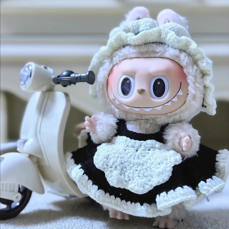 Minimoto eléctrica para muñecas Labubu, accesorios para muñecas Labubu, divertidos y adorables juguetes para muñecas, con luces y música, regalo de Navidad para niños.