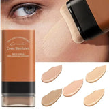 Base de maquillaje mate en barra, multiusos, borrador, cobertura total, resistente al agua, duradera, control de grasa, cobertura para el acné, con brocha.