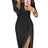 Slit Slash-neck Dress Women Sparkling Slim Long Dress Summer Korean Fashion Dinner Dress Bodycon Solid  Women Dresses Vestidos - Lootquake