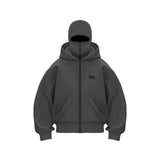 Y2k Vintage Double Hat Design Zipper Hoodie Winter Harajuku Hip Hop Long Sleeve Hooded Sweatshirt Coat Men Fashion Loose Jackets - Lootquake