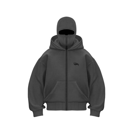 Y2k Vintage Double Hat Design Zipper Hoodie Winter Harajuku Hip Hop Long Sleeve Hooded Sweatshirt Coat Men Fashion Loose Jackets - Lootquake
