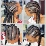 36" Jumbo Dutch Twins Cornrow Braided Lace Front Wig | Full Lace | Synthetic Crochet Hair | Black Women