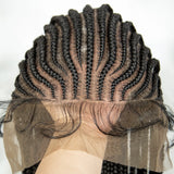 34" Handmade Cornrow Braided Wig | Full Lace Knotless Box Braids | Baby Hair | Transparent Lace | Black Women