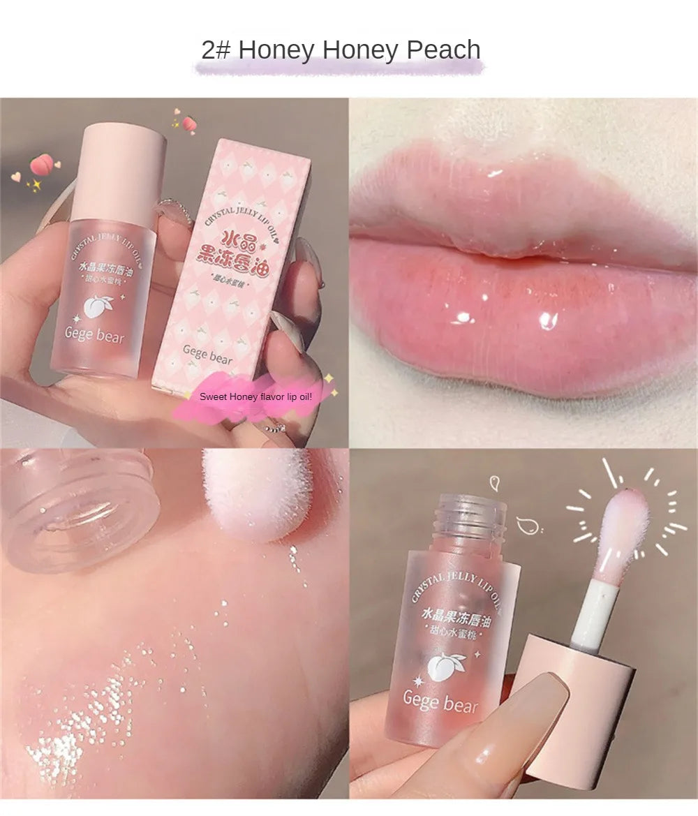 Fruity Crystal Jelly Lip Oil Hydrating Plumping Lip Coat for Lipstick Clear Lip Plumper Serum Tint Lips Care Makeup Cosmetic