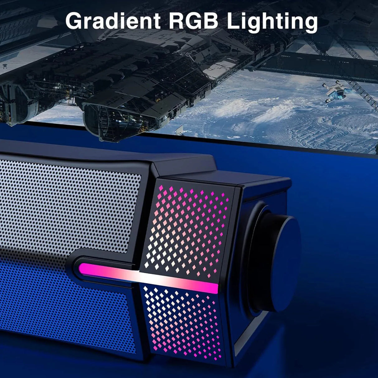 Enceintes Bluetooth pour PC de bureau, barre de son pour PC de jeu, filaire, alimentée par USB, superbe son stéréo, avec éclairage LED