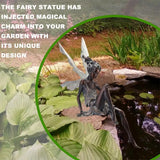 Flower Fairy Sculpture Garden Landscaping Yard Art Ornament Resin Turek Sitting Statue Outdoor Angel Figurines Craft Decoration