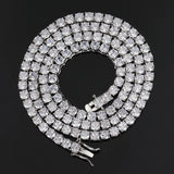Hip Hop Jewelry Brass Setting CZ Tennis Chain Necklace Gold/Silver Color Iced Out AAAAA Cubic Zirconia Chain - Lootquake