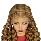 40" Ombre Knotless Bantu Braids Wig | Handmade Full Lace | Baby Hair