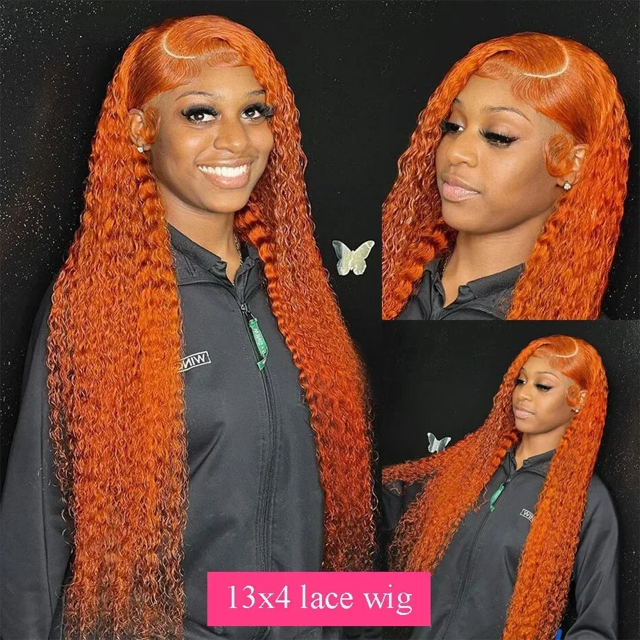 30-Inch Ginger Deep Wave Human Hair Wig | 13x6 HD Lace Frontal Pre-Plucked