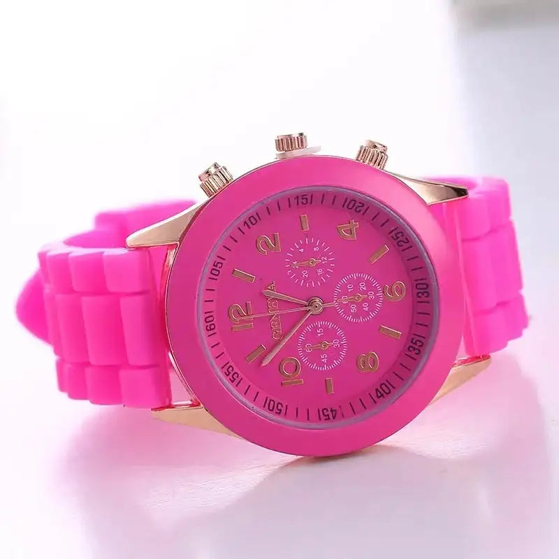 Reloj de pulsera de cuarzo para mujer, marca Ginebra, de silicona, a la moda, femenino