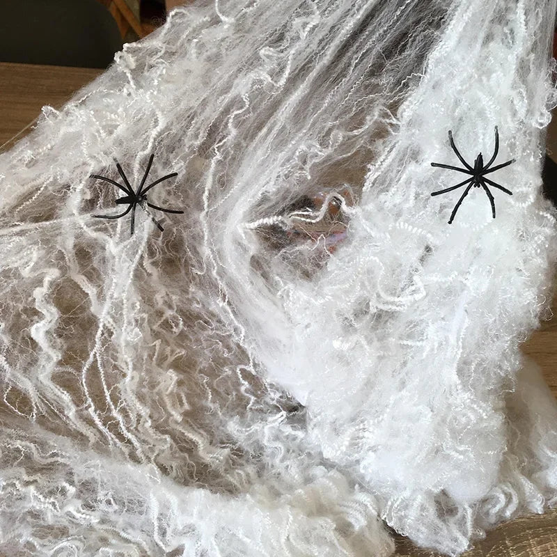 Halloween Decorations Artificial Spider Web Stretchy Cobweb Scary Party Halloween Decoration for Bar Haunted House Scene Props