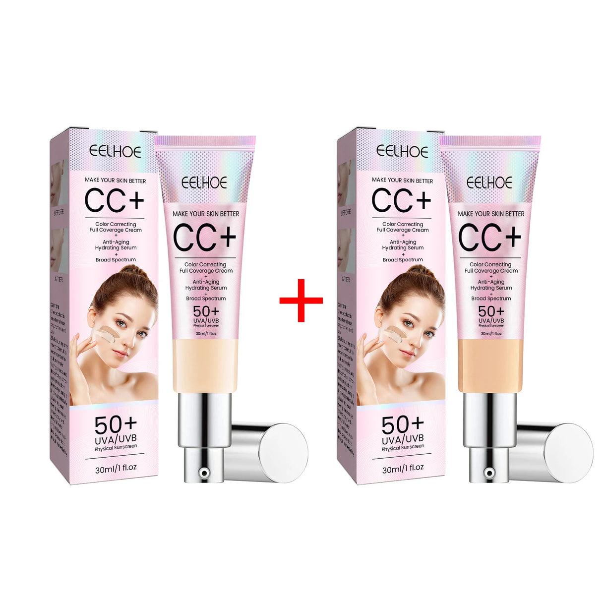 Crema de base CC, hidratante natural, resistente al agua, iluminadora, corrector, cobertura, control de grasa y manchas, maquillaje duradero.