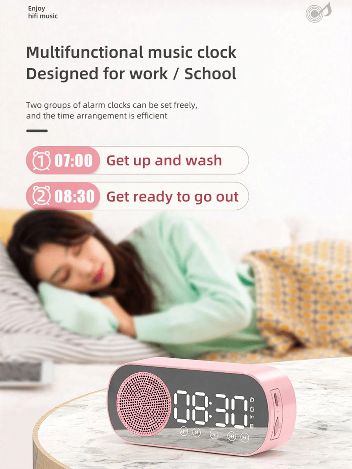 Enceinte Bluetooth sans fil, caisson de basses multifonction, mini réveil intelligent avec IA
