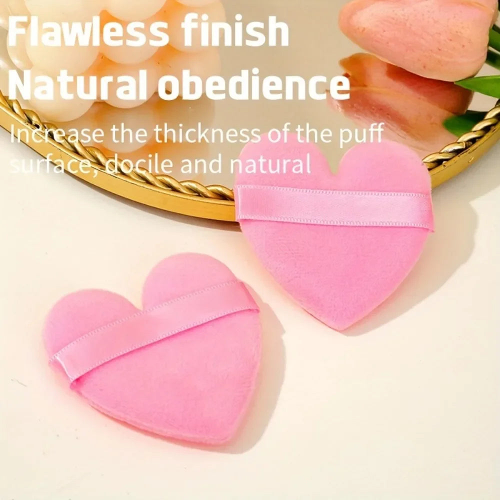 Heart Shaped Velvet Powder Puffs Dry Wet Dual Use 10Pcs All-Purpose Makeup Foundation Blending Sponge Set