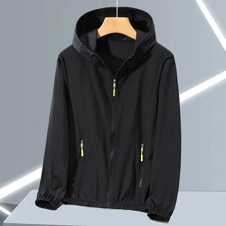 2023 Summer Men's Windbreaker Big Size Sun Protection Clothing Korean Style Ultra-thin Streetwear Zipper Hooded Jackets Man - Lootquake