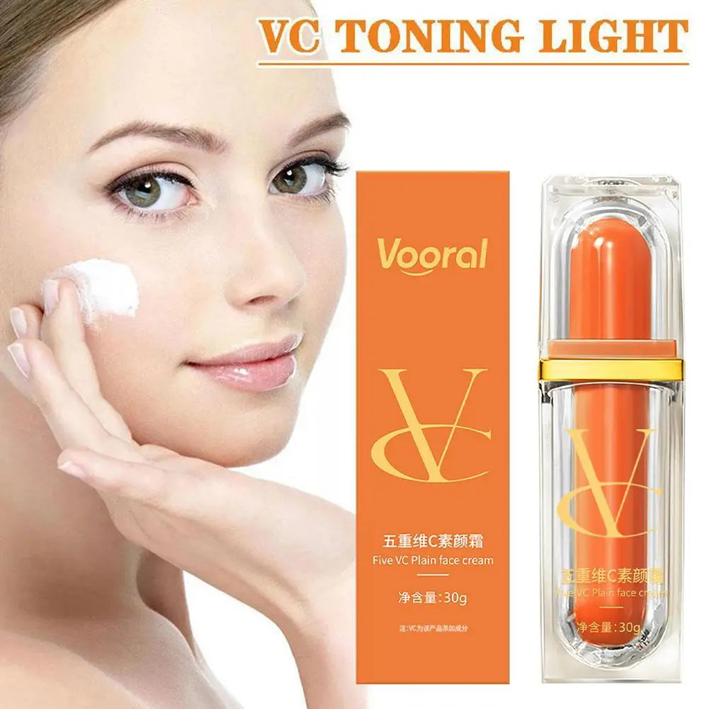 Crema facial blanqueadora con vitamina C, crema hidratante Five VC Tone Up, antiedad, elimina granos, arrugas y manchas, iluminadora, cuidado de la piel.
