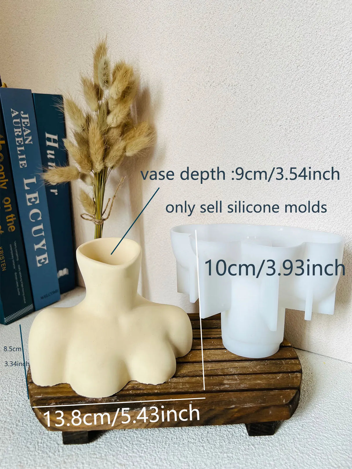 Abstract Human Sculpture Vase Silicone Aromatherapy Stick Container Plaster Mold Dried Flower Striped Vase Concrete Molds