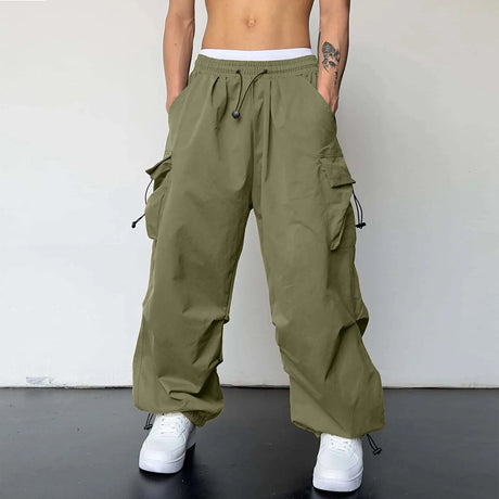 Harajuku Oversized Cargo Parachute Pants Men Streetwear Vintage Y2k Hip Hop Wide Leg Joggers Baggy Casual Sweatpants Techwear - Lootquake