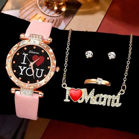 5pcs Set Women Watches Luxury Female Clock Quartz Wristwatch Love Dial Fashion Ladies Wrist Watch Reloj Mujer Relogio Feminino - Lootquake