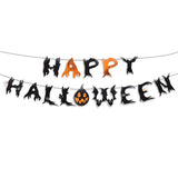Halloween Party Paper Garland Bat Pumpkin Banner 2025 Happy Halloween Party Decoration for Home Trick or Treat Hanging Pendants