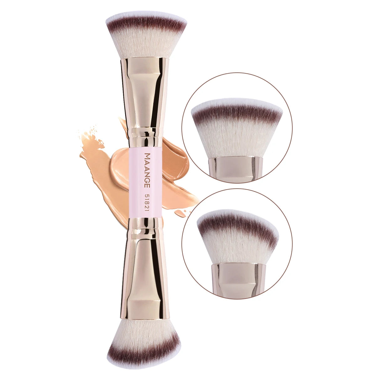 MAANGE - Juego de 2 brochas para base de maquillaje, crema líquida, polvos, contorno, pulido, difuminado, corrector, brochas faciales, herramientas de maquillaje cosmético