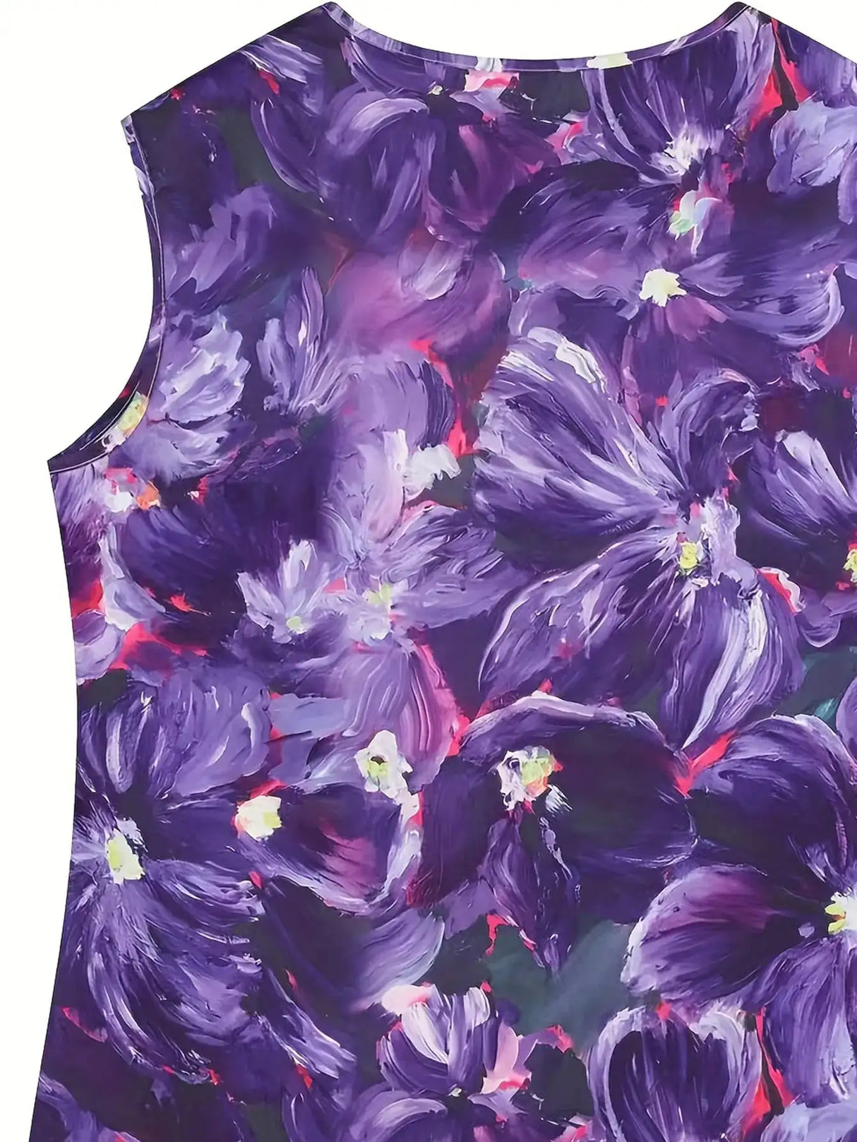 Plus Size Floral Print Tank Top, Casual V Neck Sleeveless Top For Summer, Women's Plus Size Clothing - Lootquake