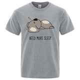 Need More Sleep Cartoons Bear Men Tshirt Street T-Shirts Hip Hop Unisex Tops Fashion Cotton Clothes Casual Breathable T Shirt - Lootquake