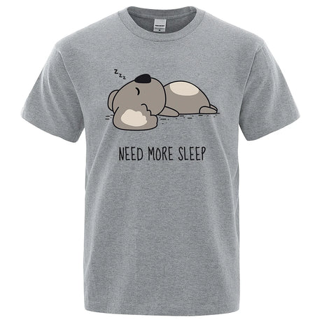 Need More Sleep Cartoons Bear Men Tshirt Street T-Shirts Hip Hop Unisex Tops Fashion Cotton Clothes Casual Breathable T Shirt - Lootquake