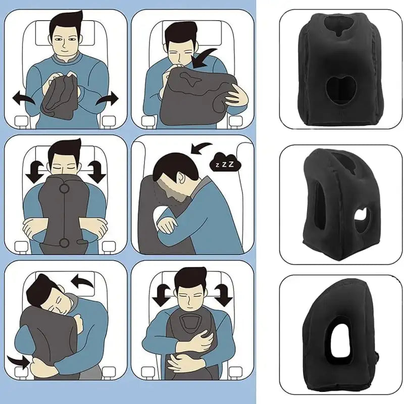Inflatable Travel Sleeping Bag Portable Cushion Neck Pillow for Men Women Outdoor Airplane Flight Train Sleeping Easy - Lootquake
