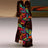 Women Autumn Winter Long Dress Elegant Party Casual V Neck Long Sleeve Vestids Style Loose Stripe Printing Vintage Maxi Dresses - Lootquake
