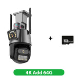 Cámara IP WIFI 8K con zoom 8X, cuatro lentes y cuatro pantallas, detección humana, 4K, 8MP, IP HD, doble pantalla, seguridad, impermeable, iCsee