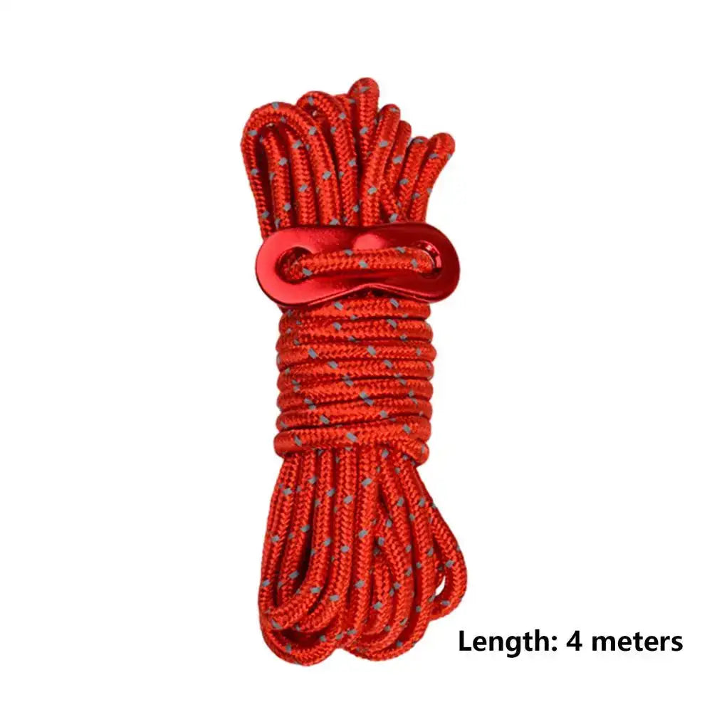 Outdoor 4M Reflective Guyline Camping Tent Cord Paracord Rope with Guyline Adjuster Tent Tarp Canopy Shelter Backpacking Rope - Lootquake