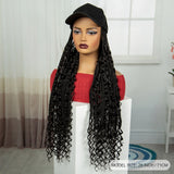 28" Curly Knotless Box Braids Hat Wig | Synthetic Baseball Cap Wig
