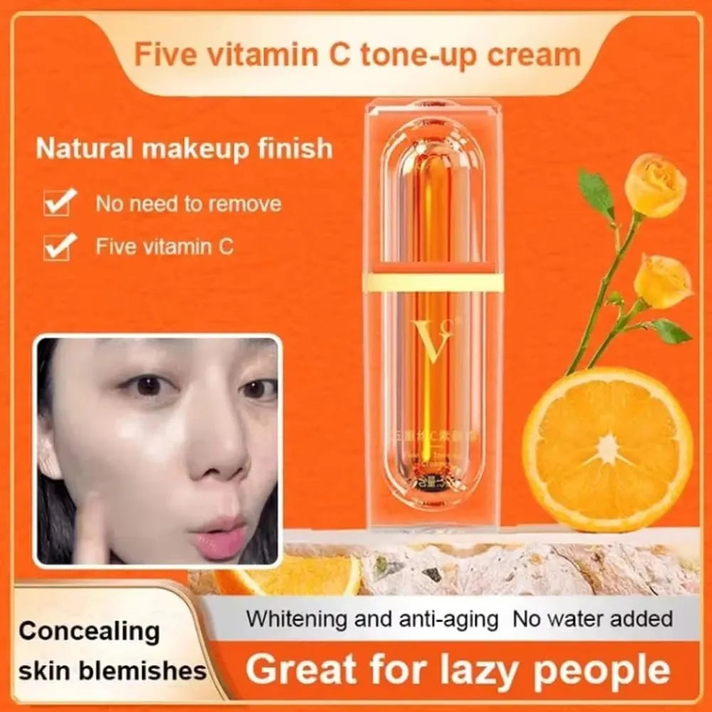 Crema facial blanqueadora con vitamina C, crema hidratante Five VC Tone Up, antiedad, elimina granos, arrugas y manchas, iluminadora, cuidado de la piel.