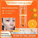 Crema facial blanqueadora con vitamina C, crema hidratante Five VC Tone Up, antiedad, elimina granos, arrugas y manchas, iluminadora, cuidado de la piel.
