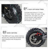2024 5600W 60v38ah 11-inch off-road vacuum tire electric scooter with maximum speed of 85km/h and cruising range of 90km