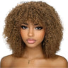 250% Density Afro Kinky Curly Wig with Bangs | Brown Glueless Human Hair