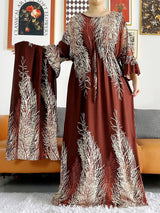 Vestido largo Abaya de algodón suelto de manga larga con estampado dashiki africano de nuevo estilo para mujer, vestido informal de verano