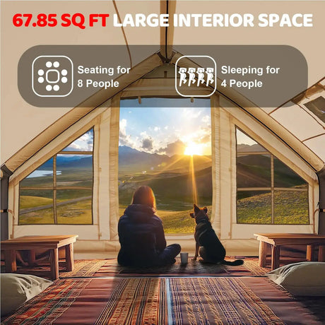 4-6 People Inflatable Tent with Pump Portable Blow Up Tent Easy Set-up Air Tent，4 Season Inflatable Tents for Camping - Lootquake