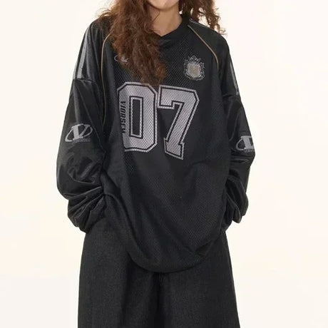 New Y2k Long Sleeve T Shirt Men and Women Harajuku Retro Letter Print Knitted Loose Sweatshirt Hip Hop Punk Long Sleeve Clothes - Lootquake