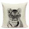 Black and White Cute Animals Cushion Cover - Animal Portrait Decoration Throw Pillow Case 45x45cm for Home Sofa Decor