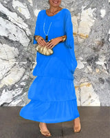 Women's Elegant Long Dress Fashion Round Neck Bat Sleeve Cake Dresses For Women Spring and summer Robe Looes Plus Size 4XL - Lootquake