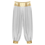 Halloween Men Arabian Indian Prince Cosplay Costume Stain Shiny Harem Trousers Arab Costume Carnival Dress Up Lantern Long Pants