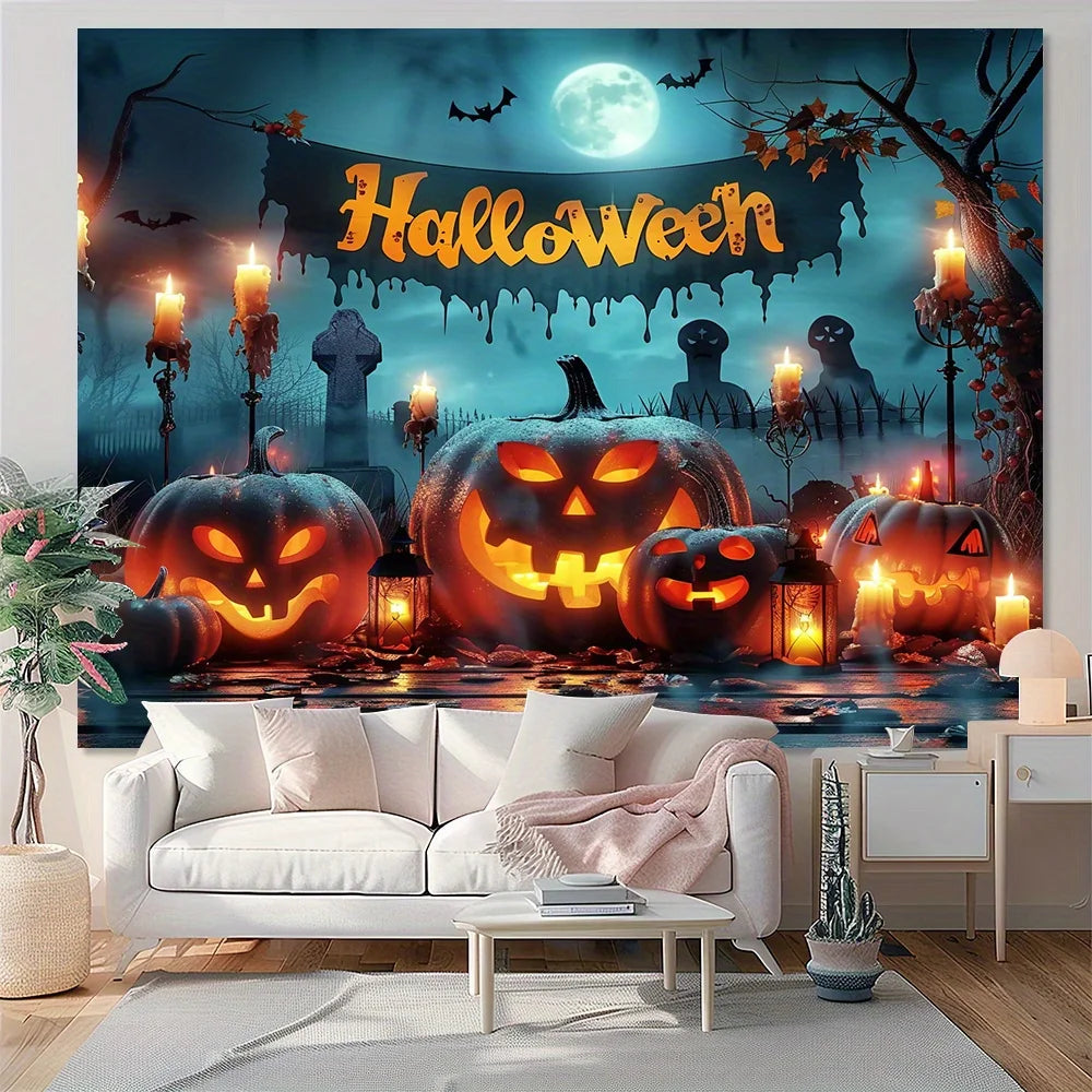 Art Deco style Halloween background - featuring a horror pumpkin theme, suitable for party and scene decoration