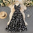 Neploe Vintage Print Holiday Long Dress Women High Waist Hip A Line Vestidos Summer 2025 New V Neck Sleeveless Camis Robe Slim - Lootquake